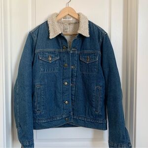 American Apparel Blue Jean Jacket with White Sherpa Collar